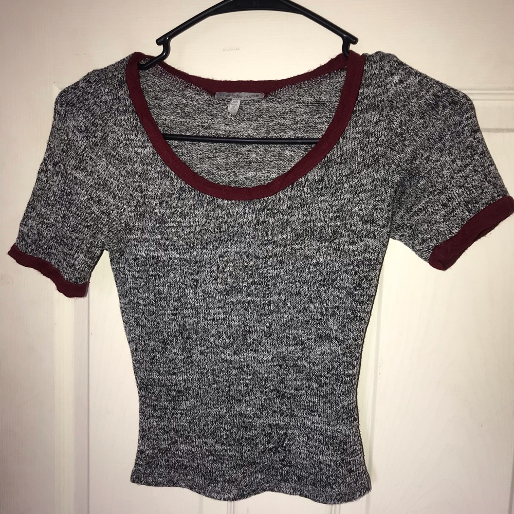 Gray/Burgundy Crop Top
